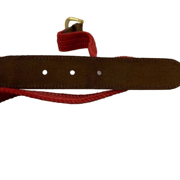 Women's size Exrtra Small Red Herringbone woven leather trim Brass buckle belt - Picture 8 of 10